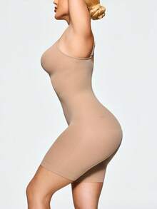 SHAPORA Women's Body Shaping Bodysuit With Shoulder Straps - Apricot - View 3