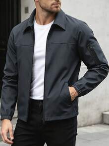 Manfinity Homme Chaqueta casual versátil de unicolor para hombre, ideal para ir al trabajo - Gris Oscuro - Ver 2