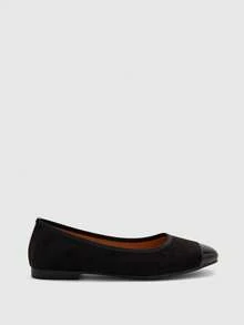 CUCCOO BIZCHIC Zapatos de mujer primavera y otoño con empalme, punta cuadrada y suela plana, zapatos de ante sencillos para ir al trabajo y compras - Negro -1 - Ver 9
