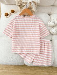 Cozy Pixies 女童少女卡通休閒運動套裝，數位印花T恤與裙子兩件套，休閒日常時尚百搭街頭風 - 彩色 - 查看 5