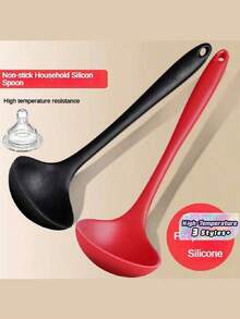 A Full Integrated Silicone Spoon, A Large Spoon Resistant To High Temperatures, A Non-Stick Soup Spoon, Available In Stock - Multicolor - View 1