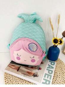 Embroidered Mermaid Backpack Personalized Mermaid Backpack Custom Girl Gift Backpack Portable, Multifunction, Versatile, Functional, Practical, All-Purpose Fashionable, Cute, Adorable For Him Her, For Birthdays, For Graduation, For Christmas, For Winter, For Fall/Autumn, For School, For Outdoors/Outings/Travel/Hiking/Stadium/Sports/Climbing - Pink - View 6