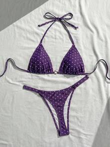 Swim Mod 26SS Spring/Summer Vacation Beach High-End Sexy Polka Dot Swimsuit Two Pieces Set - Multicolor - View 4