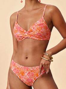 Travachic Women's Vacation Beach Shell Print Swimsuit Set - Multicolor - View 1