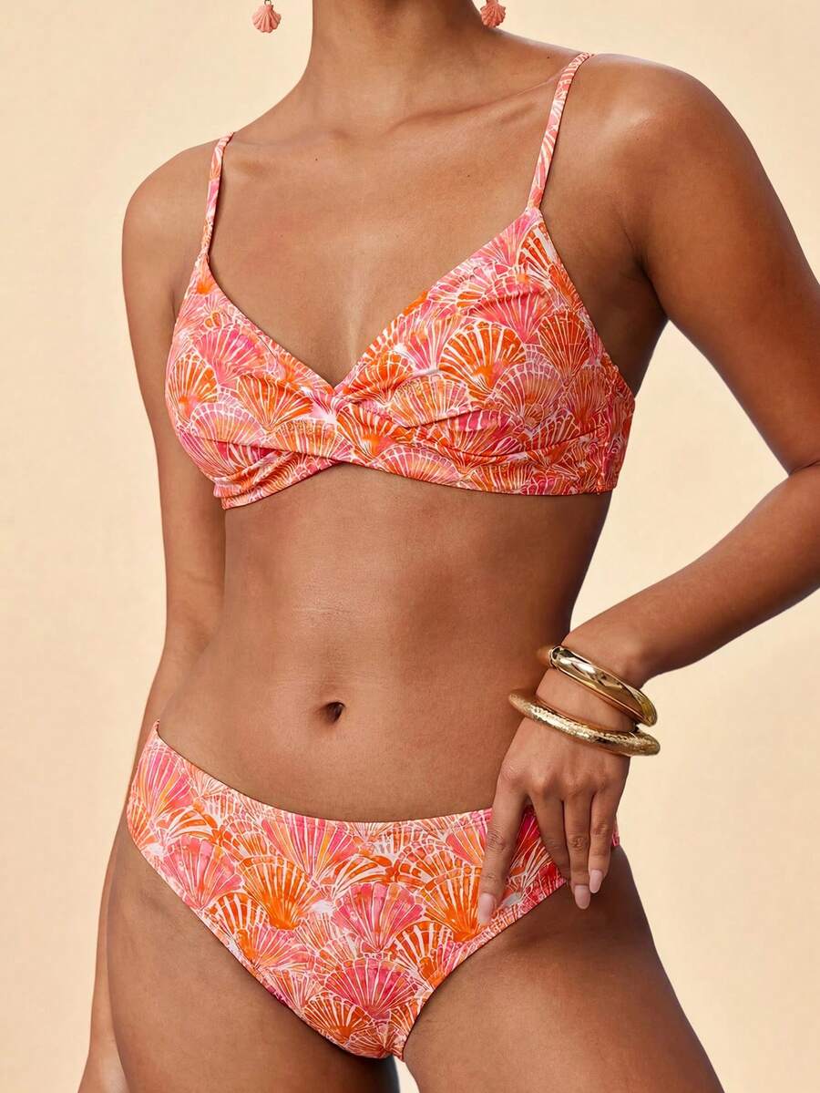 Travachic Women's Vacation Beach Shell Print Swimsuit Set - Multicolor - View 1