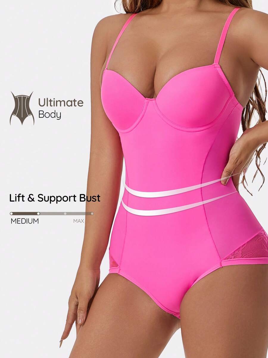 SHAPORA 1 pieza Body moldeador para mujer (con aros de soporte) - Rosa Fucsia - Ver 1