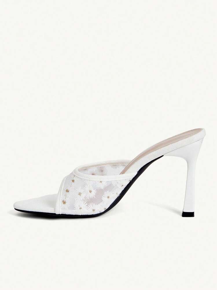 CUCCOO CHICEST Mesh Daisies, Pointed Toes, Stiletto Sandals, Outerwear, Girl High Heels