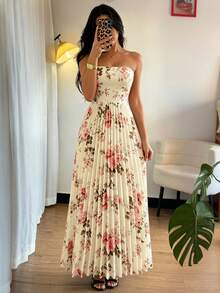 Flora Isola Flora Isola 優雅無肩帶性感收腰百褶設計女款洋裝 - 彩色 - 查看 5