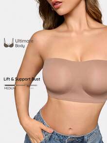 SHAPORA Women's Wireless Bra With Removable Pads - Khaki - View 1