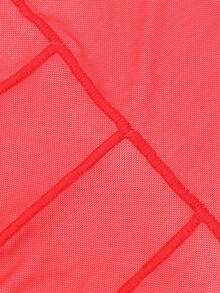 SHEIN DrisQ Men's Sheer Mesh Tank Top Jumpsuit Sexy Lingerie - Red - View 3