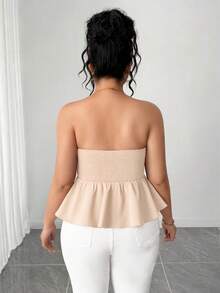 Elenzga Women's Plus Size Backless Fitted Shirt - Apricot - View 2