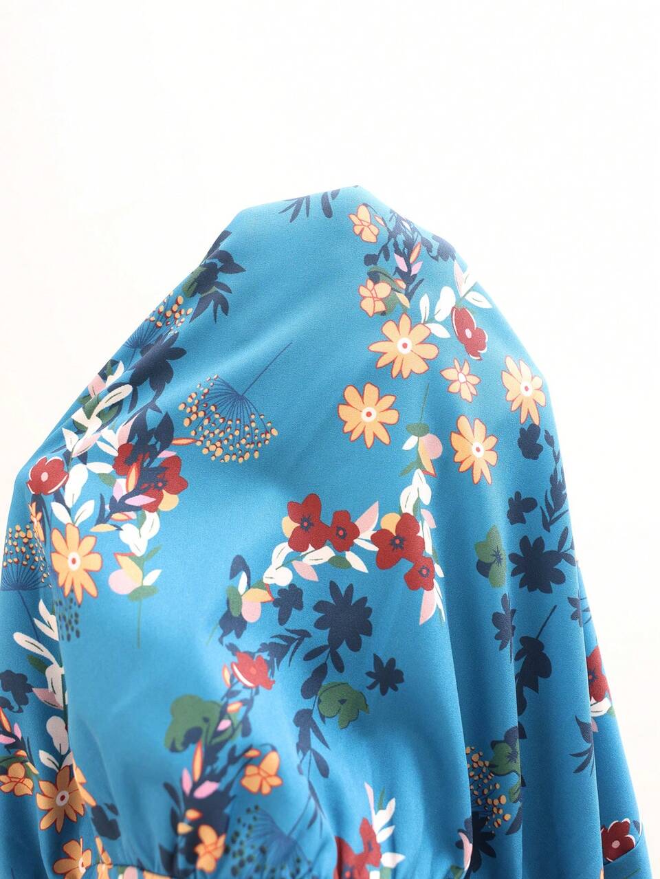 Women's Plus Size Round Neck Floral Print Pleated Casual Party Dress