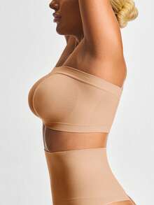 SHAPORA Faja reductora para mujer de cintura alta y unicolor que levanta y moldea el trasero - Beis - Ver 6