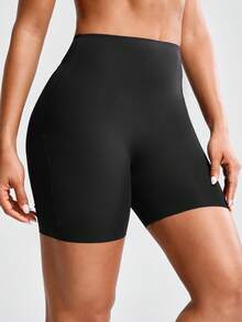 SHAPORA Solid Color Tummy Control Butt Lifter Shapewear Shorts - Navy Blue - View 5