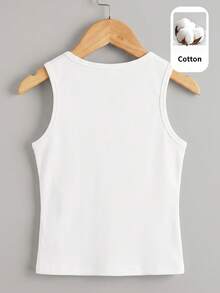 SHEIN Tween Girl Knit Solid Color Round Neck Casual Tank Top 2pcs Set - Multicolor - View 2