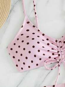 Swim Vcay Vacation Beach Two-Piece Swimsuit Polka Dot Print Random - Pink - View 11