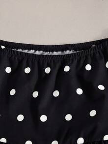 SHEIN Franclia 夏季新款法式優雅波點鬱金香下擺女款裙 - 黑色 - 查看 3