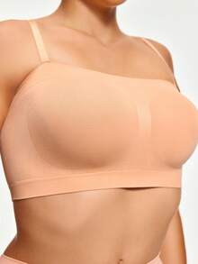 SHAPORA Women's Solid Color Cropped Camisole And Shorts Shapewear Set - Apricot - View 4