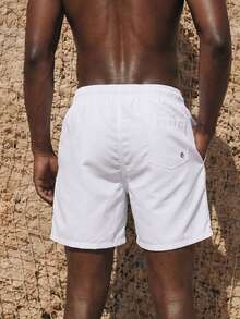 Manfinity KASUA Pantalones cortos de playa casuales con cordón de unicolor para hombres - Blanco - Ver 2