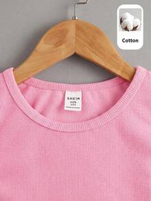 SHEIN Tween Girl Knit Solid Color Round Neck Casual Tank Top 2pcs Set - Multicolor - View 6