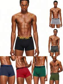 EasyFave Set de 7 calzoncillos tipo bóxer para hombres, cómodos, suaves y transpirables con estampado de letras - Multicolor - Ver 7