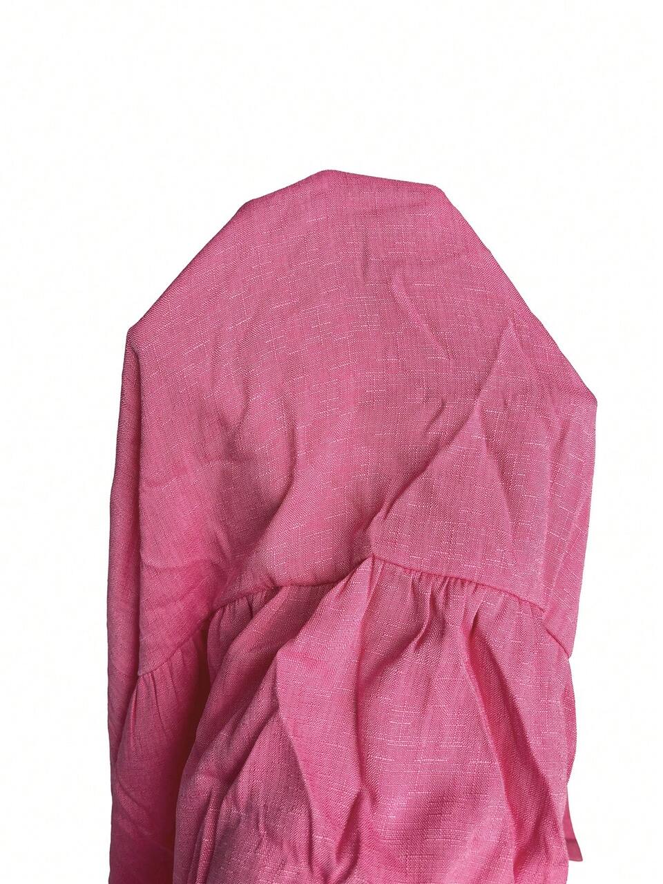 Plus Size Women's Summer Casual Solid Color Button Ruffle Hem Dress