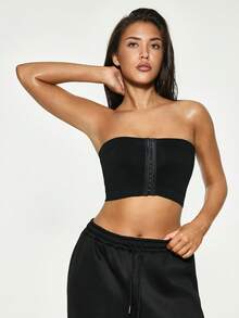 SHAPORA Seamless Front Closure Strapless Women's Tube Bra - Black - View 3