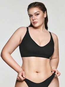 SHAPORA Plus Size Wireless Elastic Bra, Comfortable Fit For Women - Black - View 4