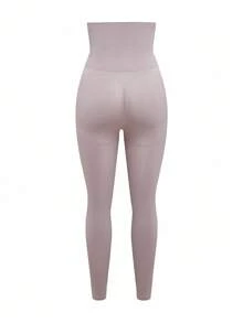 SHAPORA 女士纯色高腰休闲塑身裤 - 淡紫色 - 查看 5