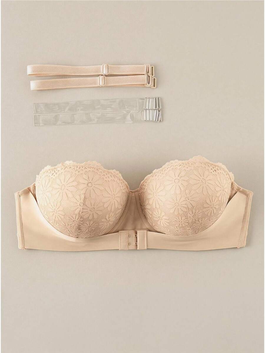Bralution Sujetador cómodo y elegante bordado para mujer de talla grande - Albaricoque - Ver 1