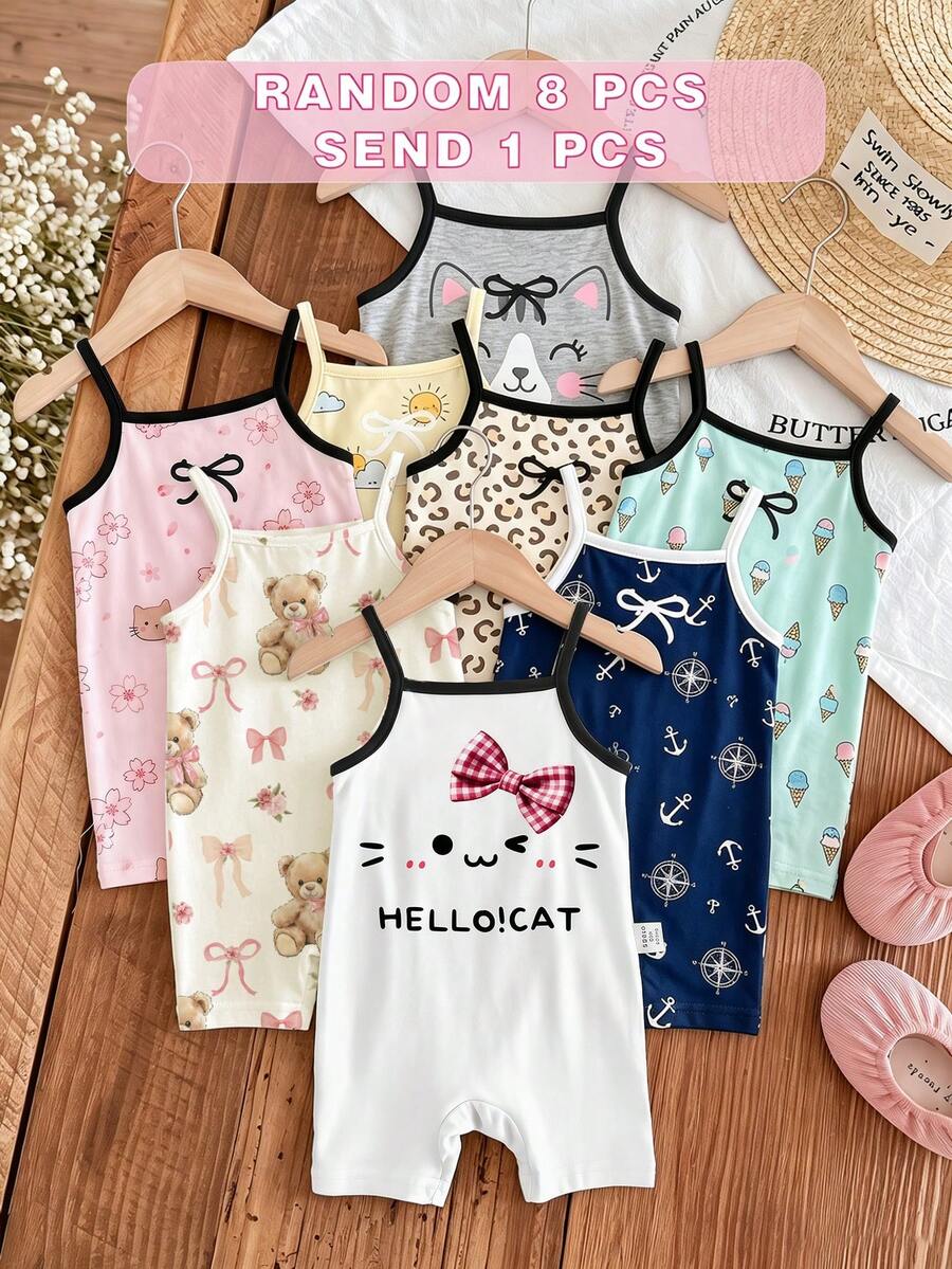 Baby Girl Cute Camisole Romper - Multicolor - View 1