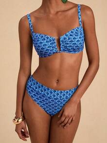Travachic Women's Vacation Beach All-Over Print Swimsuit Set - Blue - View 6