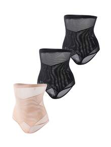 SHAPORA Fajas Para Mujer Con Malla De Empalme En La Parte Inferior (conjunto De 3 Piezas) - Multicolor - Ver 3