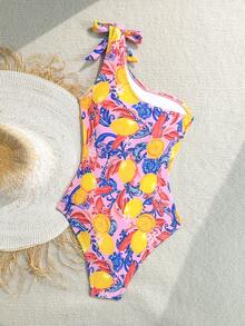 Soleia Women's Lemon Print One-Piece Swimsuit, Vacation Style - Multicolor - View 2