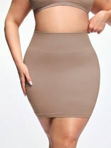 SHAPORA Falda ajustada de cintura alta sin costuras con pantalones cortos de , falda ajustado ajustada y sexy, vestido moldeador que levanta y da forma a la cintura - Marrón Mocha - Ver 5