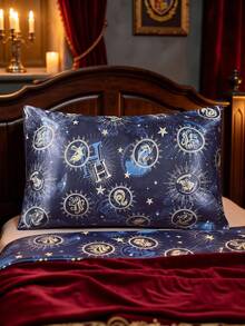 HARRY POTTER X SHEIN 2pc Cartoon Satin Pillowcase, Made Of Soft Satin Material, Gentle On Hair, Breathable And Cool, Available In Multiple Sizes, Machine Washable - Multicolor - View 2