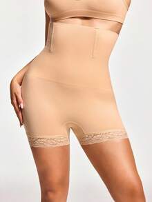 SHAPORA Women's High Waist Tummy Control Lace Spliced Shapewear Panties - Apricot - View 4