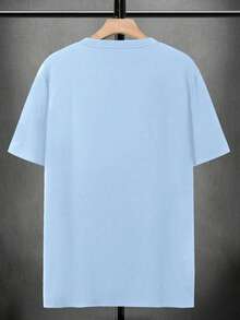 Manfinity Homme Men's Round Neck Solid Color Letter And Number Print Fashion Casual T-Shirt - Mint Green - View 4