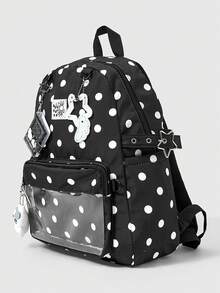 Mochila Casual Versátil, Impermeable y Portátil para Viajes al Aire Libre - Nota: lunares - Ver 4
