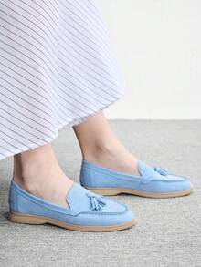 CUCCOO BIZCHIC Sepatu Flat Wanita dengan Gesper Sederhana dan Elegan, Modis, Serbaguna, untuk Santai, Kerja, dan Perjalanan. - Biru. - View 6