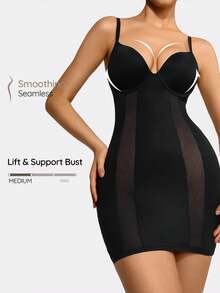 SHEIN de malla en contraste con aro Faja Vestido de tirantes - Negro - Ver 1