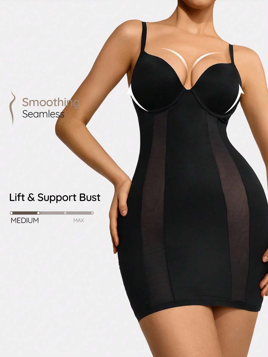 SHEIN de malla en contraste con aro Faja Vestido de tirantes - Negro - Ver 1