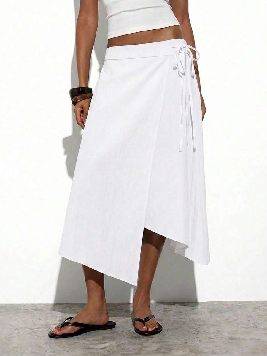 Maija Women's Solid Color Casual Versatile Daily Outing Vacation Skirt White Autumn, Going Out Vacation Vacation Beach Outfits