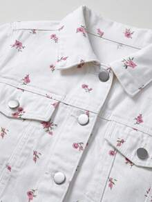 Sweetra Women's Floral Print Fashion Resort Single-Breasted Long Sleeve Jacket - White - View 4