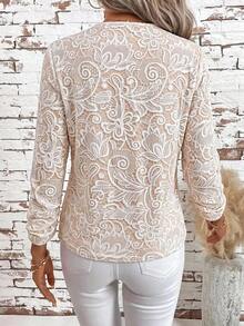SHEIN Clasi 女款長袖蕾絲印花襯衫 - 彩色 - 查看 2