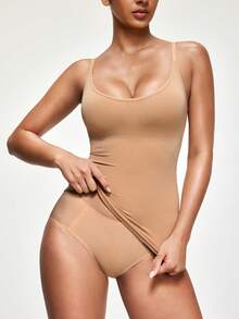 SHAPORA 1pc Apricot Seamless Comfortable Minimalist Women Slimming Camisole - Apricot - View 4