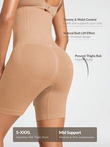 SHAPORA 1pc Apricot Color Minimalist Shapewear Pants - Apricot - View 2