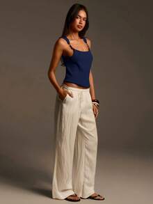 Athîral Women's Spring/Summer Casual Off-Shoulder Fitted Light Green Knit Top - Royal Blue - View 5
