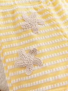 Souflis Souflis Baby Girl Starfish Pattern Yellow Striped Asymmetrical Hem Cami Top And Shorts Set - Yellow - View 8