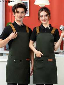 Celemek Katun Unisex dengan Kantong, Celemek Kerja dengan Tali dan Kantong Cokelat, Tersedia Berbagai Warna, Untuk Dapur, Kafe, Restoran, Barista, Tukang Roti, Koki, BBQ - MultiWarna - View 14